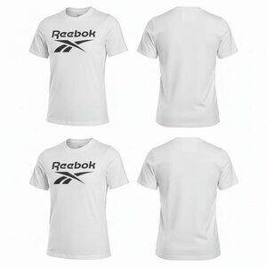 Reebok Womens White Logo T-Shirt Athletic Crewneck Short Sleeve Active Tee NEW M
